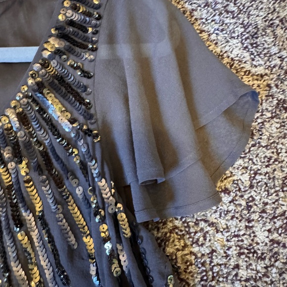 St John Dog Show Metallic Sequin Sheer Flutter Short Sleeve Blouse size small - Picture 10 of 16